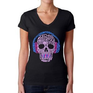 LA Pop Art Women's Word Art V-Neck T-Shirt - Styles of EDM Music - 1 of 4