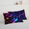 Boersma 3D Honeycomb Boys Comforter Set Twin Size,Geometric Hexagon Pattern Bedding Set for Kids Teens Boys Room Decor,Purple Neon Lights Comforter - 3 of 4