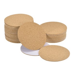 Unique Bargains Thickened Cork Self-Adhesive Round Coasters for Tableware - 1 of 4