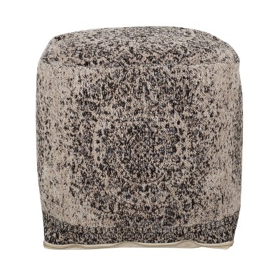 Arimo Contemporary Fabric Cube Pouf Beige/Charcoal - Christopher Knight Home