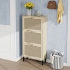 Okak Shoe Cabinet, Freestanding Shoe Organizer with 3 Flip Drawers, Shoe Storage Cabinet for Entryway, Living Room, Hallway, Natural - 2 of 4