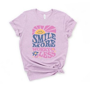 Simply Sage Market Women's Smile More Worry Less Sunshine Short Sleeve Graphic Tee - 1 of 2
