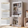 Garvee 71" 5-Tier Wooden Bookshelf - Storage Cabinet with Doors, Adjustable Shelves & Drawer, for Home Office/Living Room, White - 3 of 4