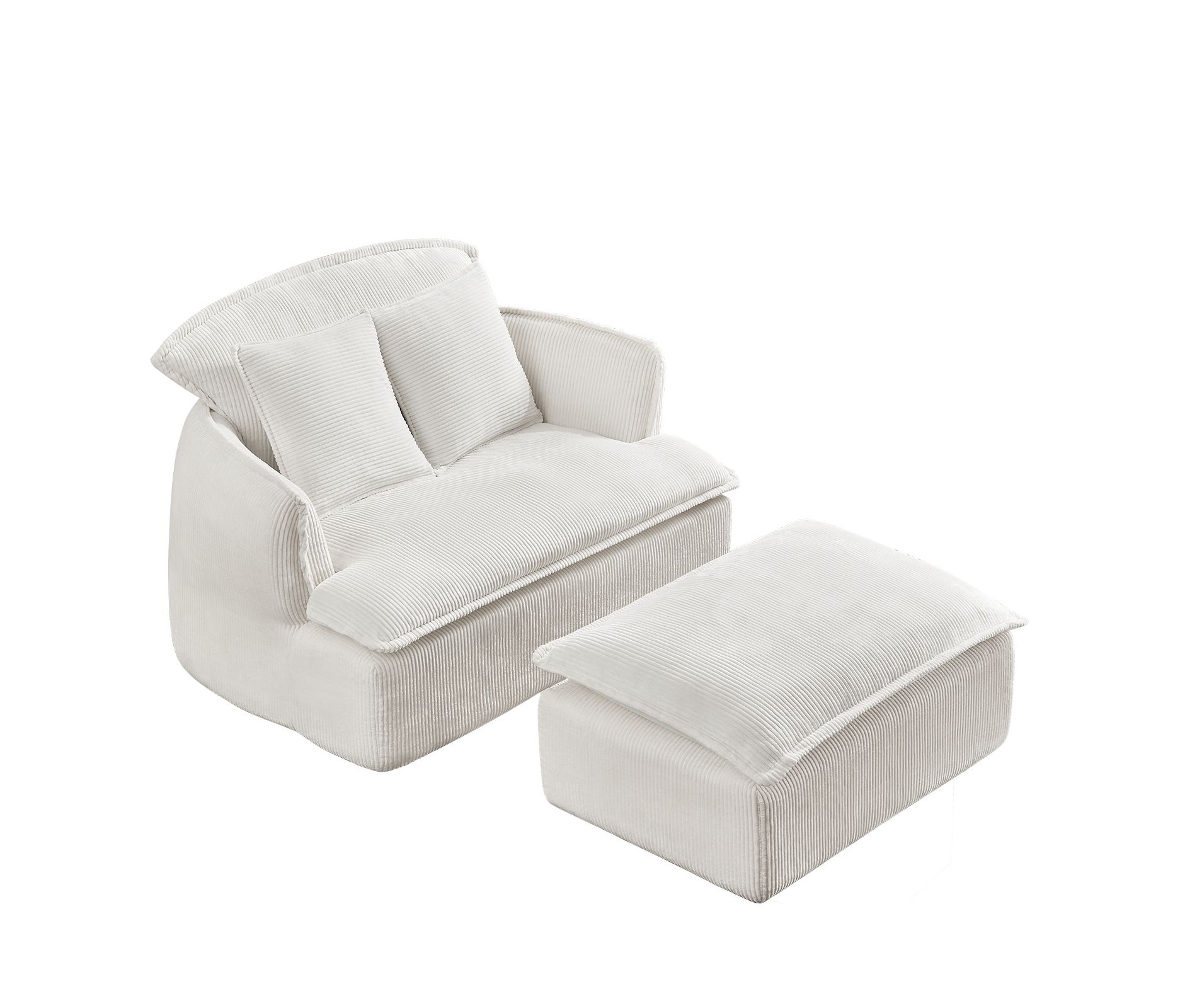 Anybear Convertible Compressed Sofa Chair with Ottoman, for Small Spaces, White