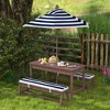 Qaba Kids Picnic Table, Outdoor Wooden Table & Bench Set with Cushions and Umbrella, for Patio, Garden, Navy Blue - 2 of 4