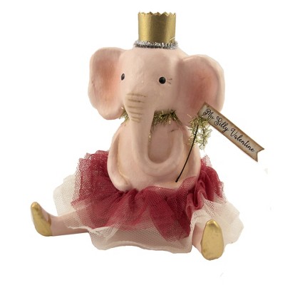 Valentine's Day 5.5" My Silly Valentine Elephant Gold Crown Hand Painted Bethany Lowe Designs, Inc.  -  Decorative Figurines