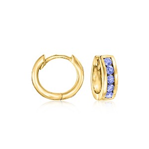 Ross-Simons 0.60 ct. t.w. Tanzanite Huggie Hoop Earrings in 18kt Gold Over Sterling - 1 of 3