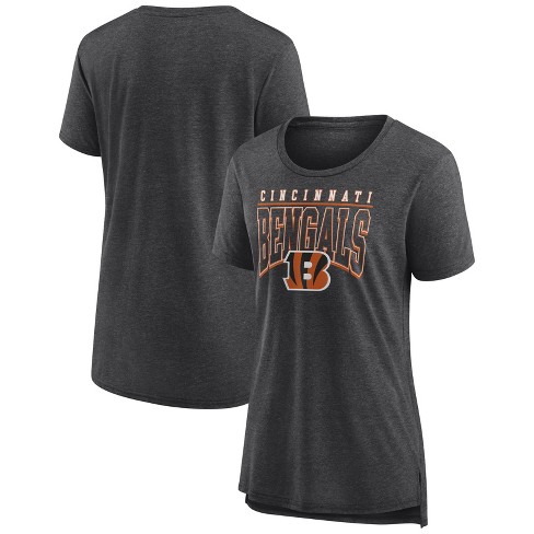 NFL Cincinnati Bengals Women's Champ Caliber Heather Short Sleeve Scoop Neck Triblend T-Shirt - S