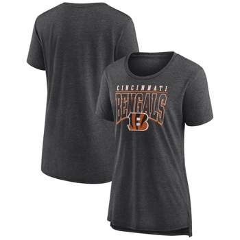 NFL Cincinnati Bengals Women's Champ Caliber Heather Short Sleeve Scoop Neck Triblend T-Shirt