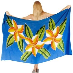 LA LEELA Women's Bikini Beach Wrap Cover up Swimwear Bathing suit Summer Wraps Swimsuit Sarong Skirts for Women One Size Blue, Floral - 1 of 4