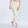 NAYSAYE L Women Yoga Pant Leggings Ribbed Solid High-Waisted Tummy Control Seamless Soft Gym Outfit Yoga Pants for Women Leg Training, Off-White - 3 of 4