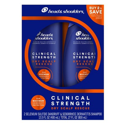 Head & Shoulders Clinical Strength Dry Scalp Rescue Shampoo 13.5oz Twin Pack, for Stubborn Dandruff