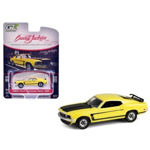 1969 Ford Mustang Boss 302 Bright Yellow with Black Hood and Stripes "Barrett-Jackson" 15 1/64 Diecast Model Cars by Greenlight - 1 of 4