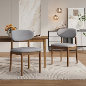 Christopher Knight Home Bulwarth Mid-Century Modern Rubberwood Upholstered Dining Chair with Curved Back (Set of 2) - 1 of 4