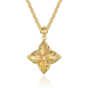 Gold Clover Necklace for Women, Dainty 14K Gold Plated CZ Pendant Adjustable Chain - 1 of 4