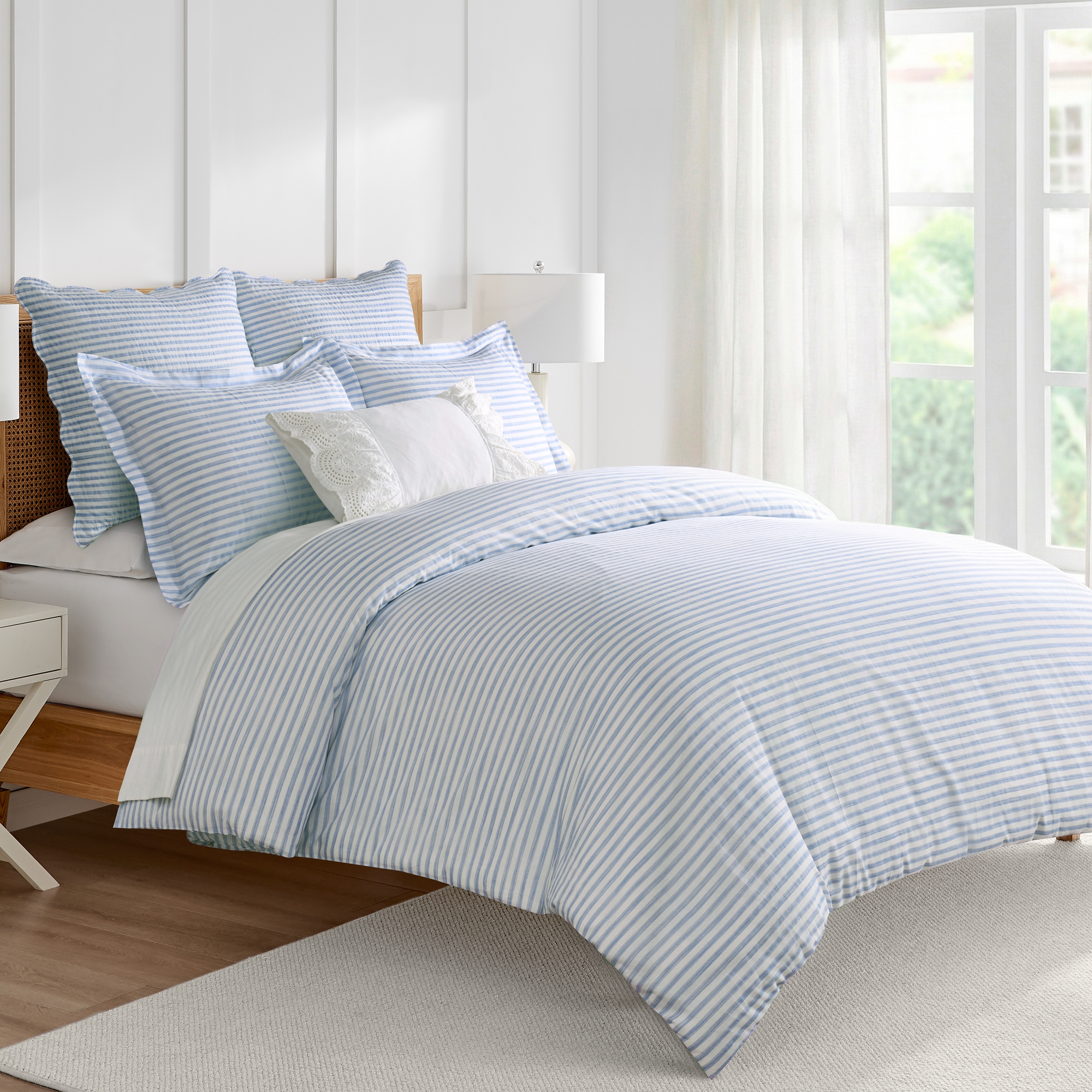 Martha Stripe Blue King/Cal King Comforter Set - Levtex Home