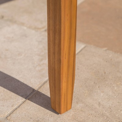 Acacia Wood Loveseat and Coffee Table Set with Blue Cushions