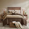 Sapphtopaz 7-Piece Lodge Cabin Faux Suede Comforter Set, Pieced Fabric & Decorative Buttons Quilts Queen Size, Bedding with Bed Skirt & Pillows - 3 of 4
