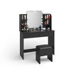 Vanity Desk With 10 LED Light Mirror, Wooden Makeup Vanity Desk With 2 Drawers 4 Open Shelves Cushioned Stool, Dressing Table For Bedroom - 2 of 4