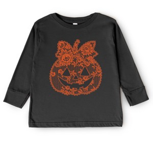 Pumpkin Doily Coquette - Youth Long Sleeve Graphic T-Shirt and Toddler Long Sleeve Graphic Tee - 1 of 3