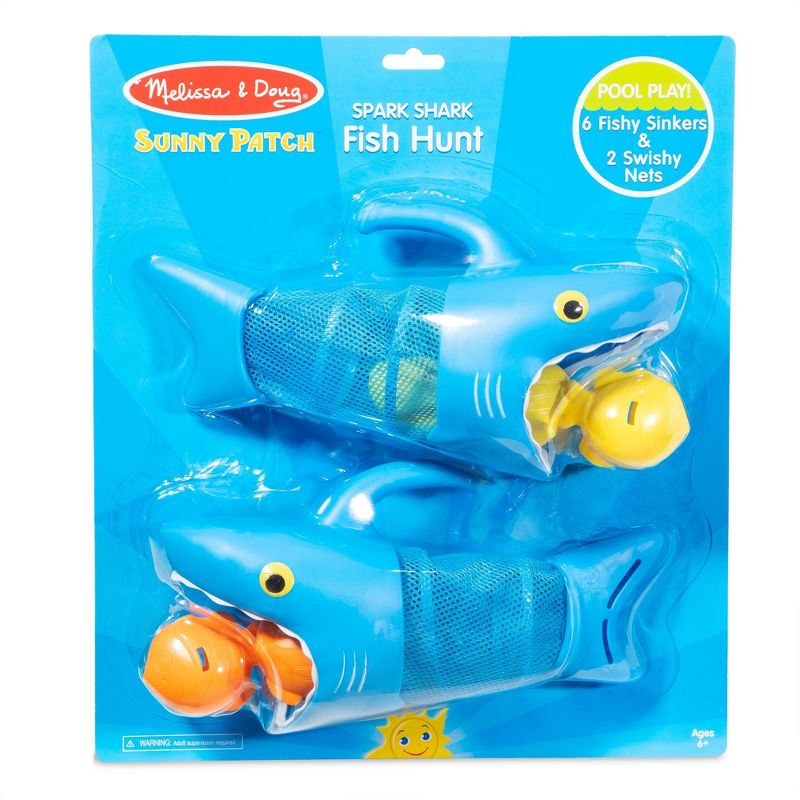Melissa &#38; Doug Sunny Patch Spark Shark Fish Hunt Pool Game With 2 Nets and 6 Fish to Catch, 4 of 14