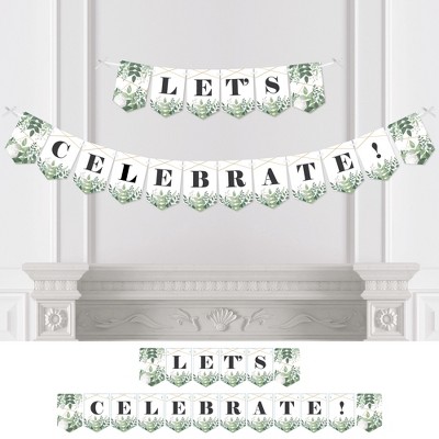 Big Dot of Happiness Boho Botanical - Greenery Party Bunting Banner - Party Decorations - Let's Celebrate