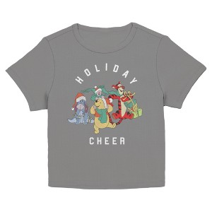 Juniors Winnie the Pooh Christmas Holiday Cheer Friends T Shirt - 1 of 4