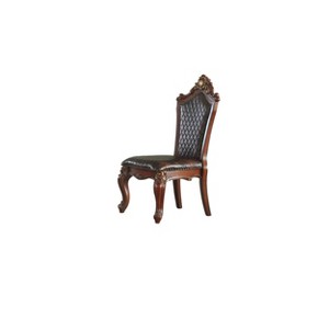 Set of 2 28" Picardy PU Dining Chairs Honey Oak - Acme Furniture: Upholstered, Antique Pearl Trim, Armless - 1 of 4