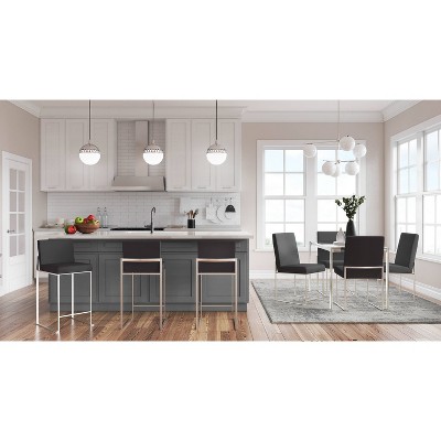 Fuji Contemporary High Back Faux Leather Dining Chair in Black