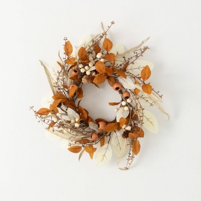 Sullivans Artificial Fall Mixed Foliage Accent Ring Brown-Cream
