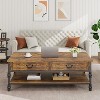 41" Wood Coffee Table with Drawers and Storage Shelf, Rustic Center Table for Living Room - 4 of 4