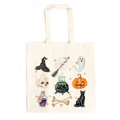 City Creek Prints Halloween Chart Stars Canvas Tote Bag - 15x16 - Natural