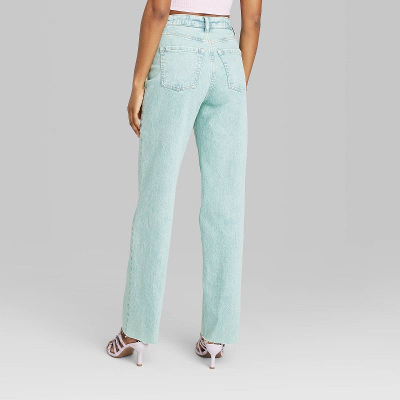 Women's High-Rise Straight Jeans - Wild Fable™ Light Teal Blue, 4 of 5