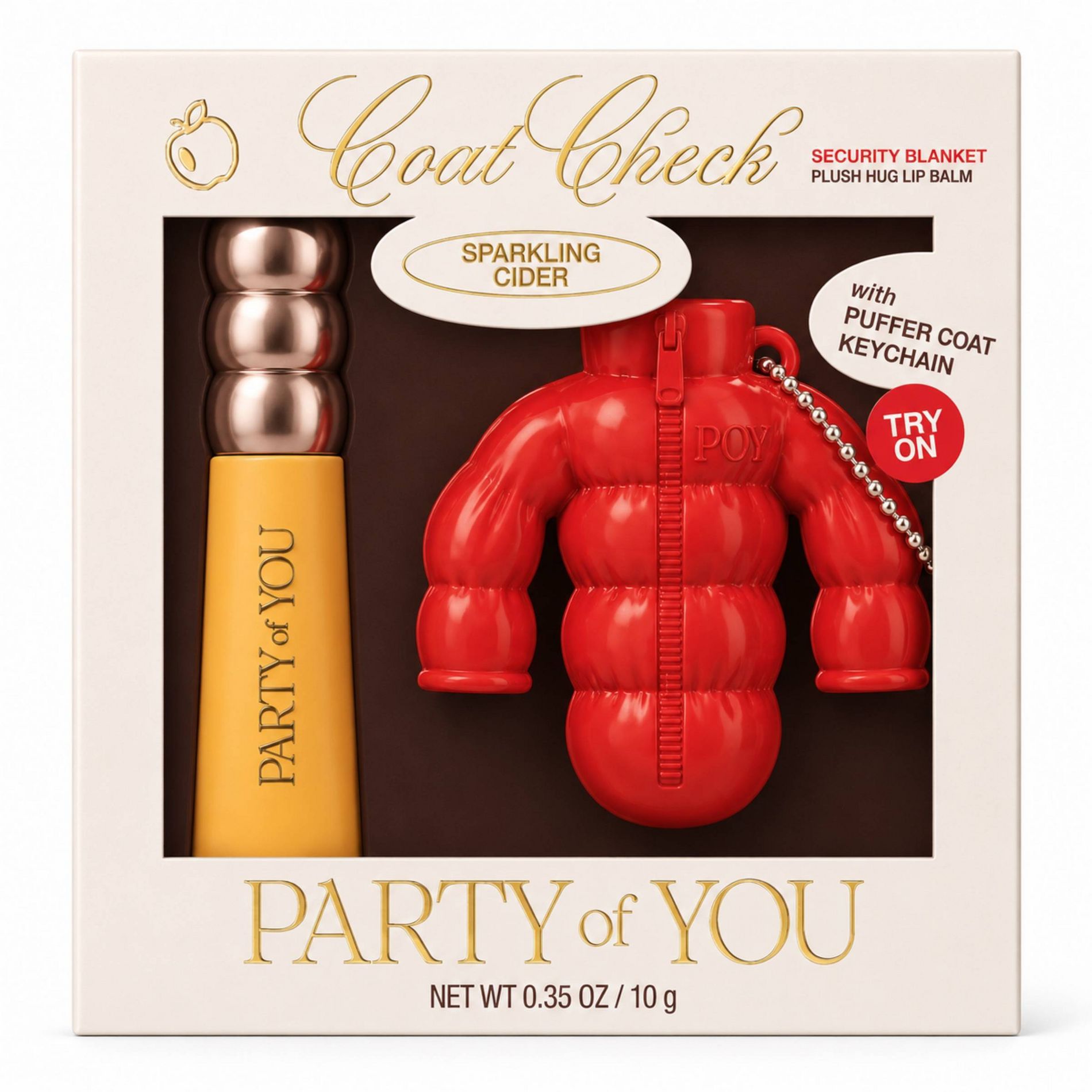 Party of You Security Blanket Lip Balm & Puffer Coat Key Chain - Sparkling Cider - 0.35oz