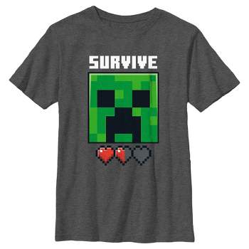 Boy's Minecraft Creeper Survive Hearts T-Shirt
