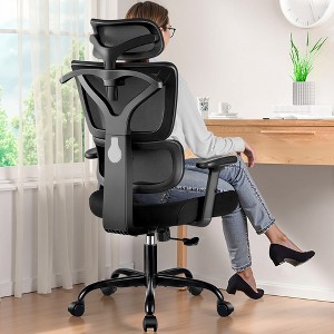 KERDOM Office Chair Ergonomic Desk Chair, Big and Tall Reclining Comfy Home Office Chair Lumbar Support Breathable Mesh, Black - 1 of 4