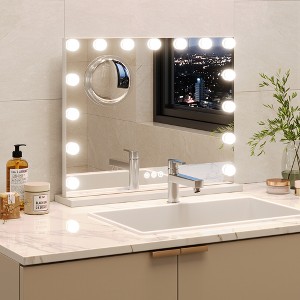 Vanity Mirror with Lights, Large Makeup Mirror, 3 Color Lighting Modes Tabletop, Fashion Bathroom Mirror for Dressing Room,Bedroom, Plug in - 1 of 4