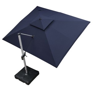 PURPLE LEAF Patio Outdoor Rectangle Umbrella with Base Large Cantilever Umbrella Windproof Offset Heavy Duty Sun for Garden Deck Pool - 1 of 4