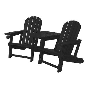 WestinTrends Azura Outdoor HDPE Adirondack Chairs With Connecting Table Tray (Set of 2), Navy Blue - 1 of 4