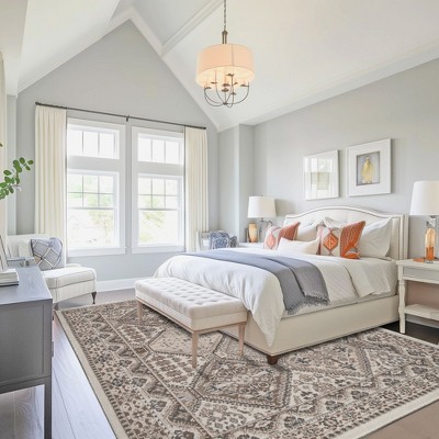 Becca Easy-Care Beige Synthetic 4' x 6' Rectangular Area Rug