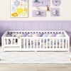 Streamdale Full Size Bed Floor Bed with Safety Guardrails and Door for Kids, White - 2 of 4