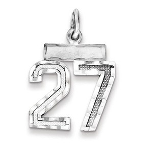 Black Bow Jewelry Sterling Silver, Varsity Collection, Small D/C Pendant, Number 27 - 1 of 4