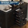 47" Fluted Buffet Cabinet | Modern Sideboard w/ 3 Drawers & 2 Adjustable Shelves | Wooden Coffee Bar Station for Kitchen, Dining Room, Apartment - 4 of 4