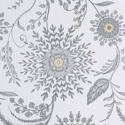 White Medallion Floral Light-Filtering Grommet Curtain Panel