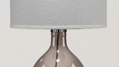 Juliette Gray Glass Table Lamp with Linen Shade