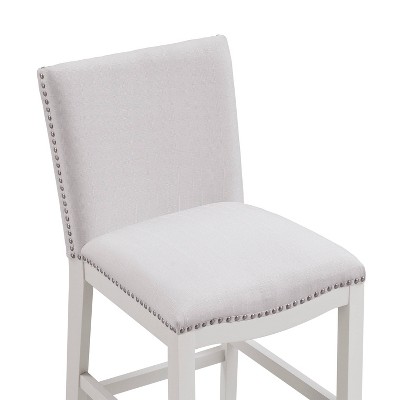 Arissa Snow White Leather-Wood Adjustable Counter Stool
