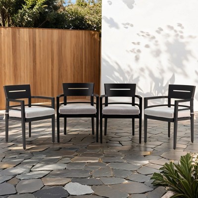 NicBex Outdoor Dining Chairs Set of 4 Aluminum Patio Furniture Side Chairs with Sunbrella Fabric Cushions & Backrest for Garden,Patio,Black