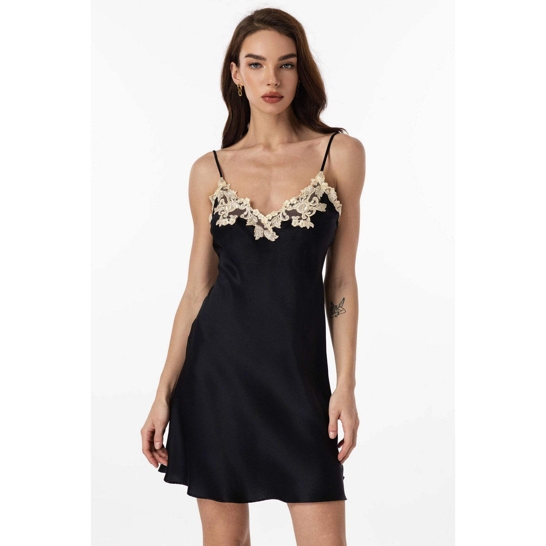 SilkSilky Women's Silk V-Back Nightgown Slip Dress