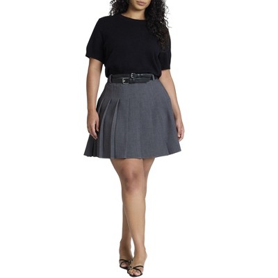 ELOQUII Women's Plus Size Pleated Mini Skirt