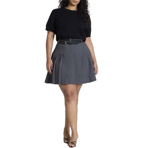 ELOQUII Women's Plus Size Pleated Mini Skirt - 1 of 4